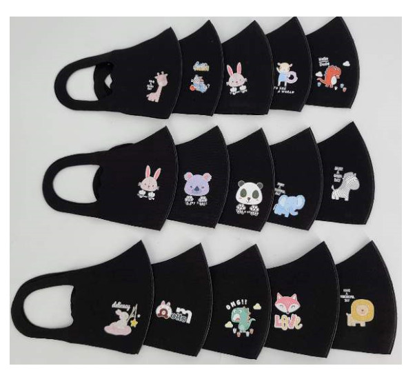 Kids Protective Fashion Masks Animal Print Black Color  Washable Reusable 1ea