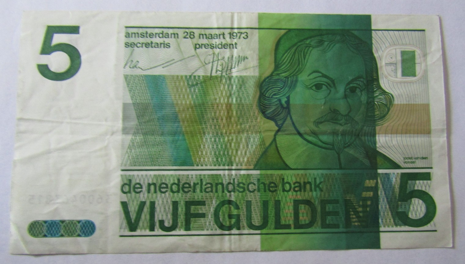 NETHERLANDS, 5  GULDEN,  P#95a, 1973