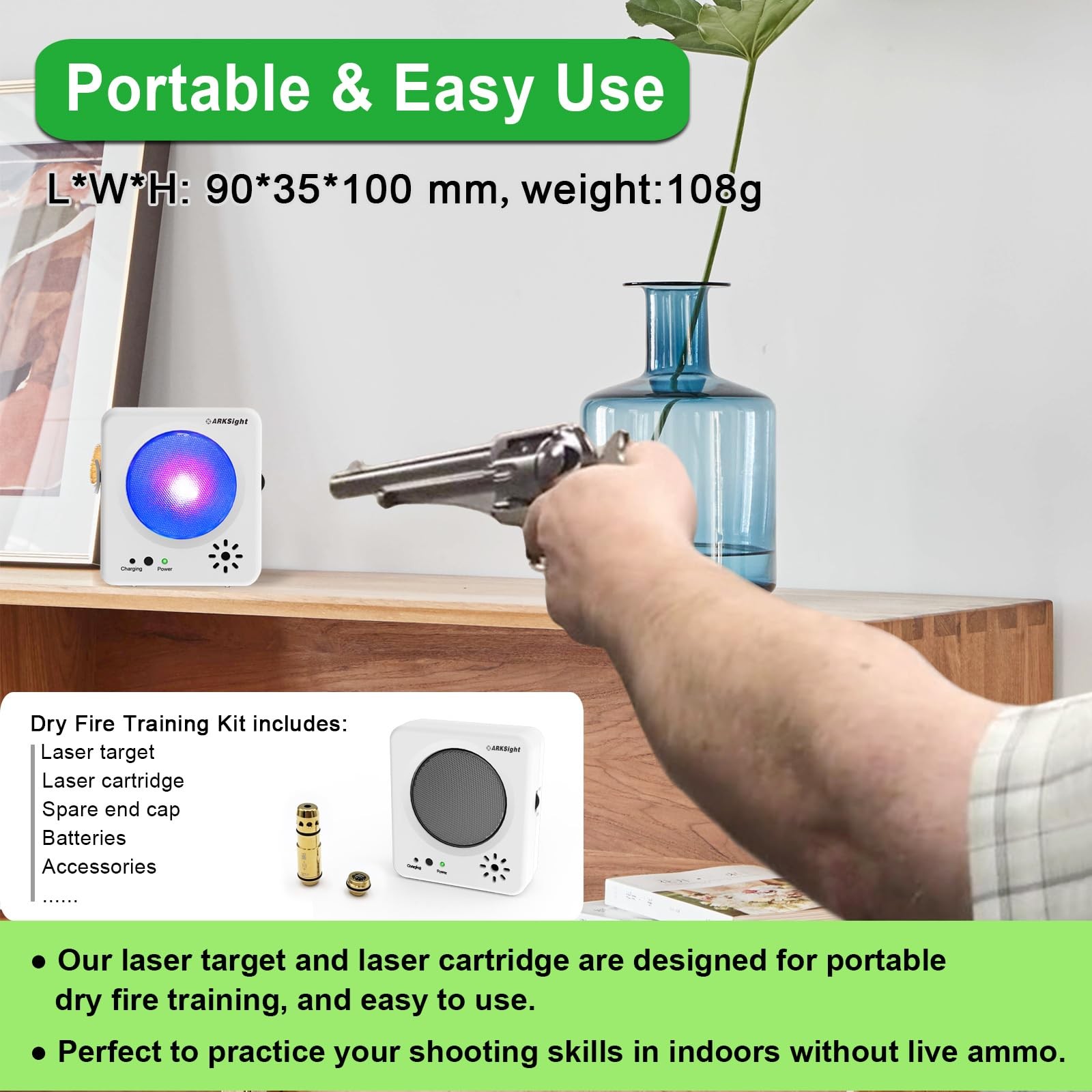 Portable Dry Fire Laser Training System for Target and 9mm Training Cartridge...