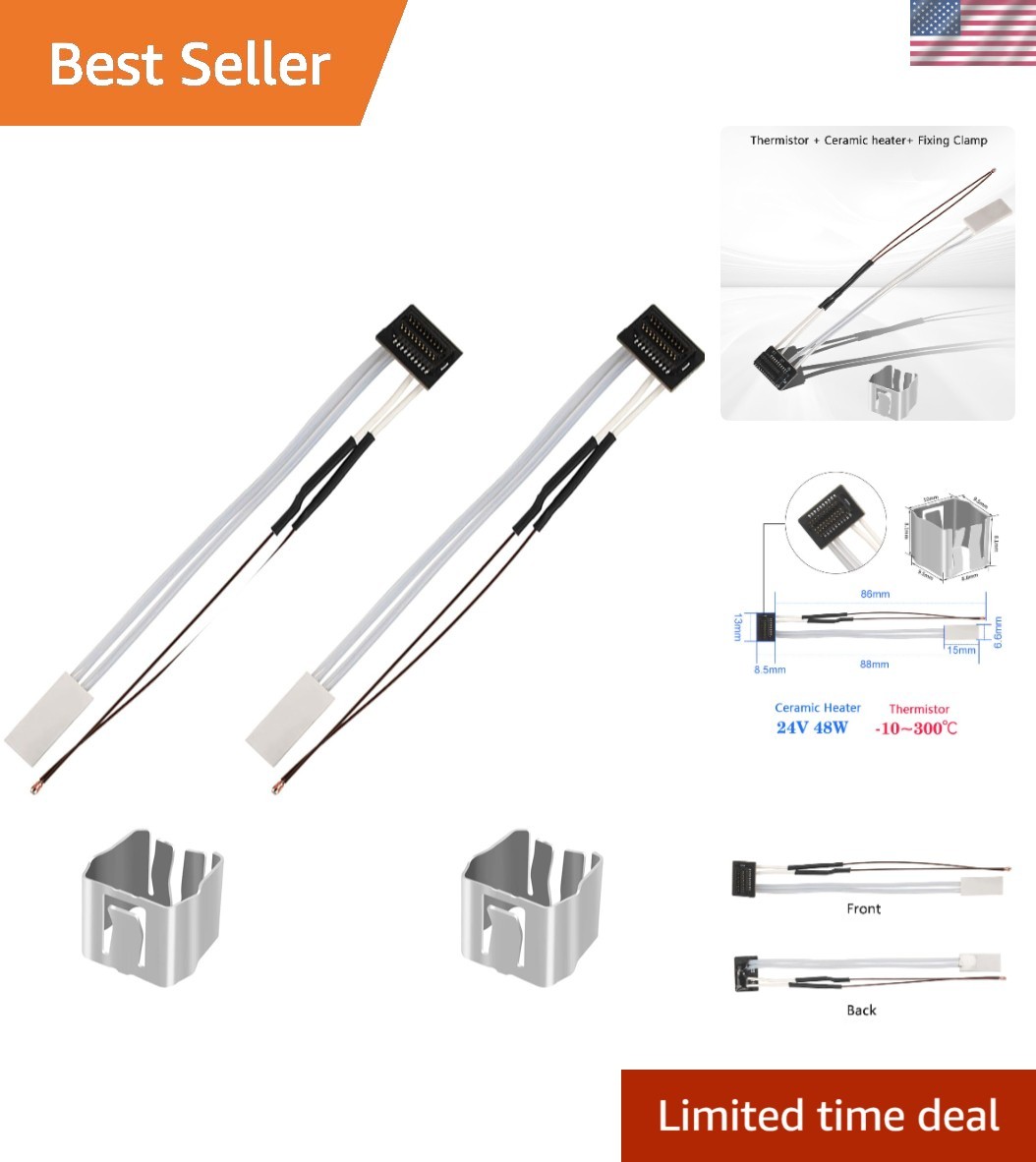 Easy-Install 2PCS Ceramic Heater and Thermistor with Clips for P1P/P1S Printers