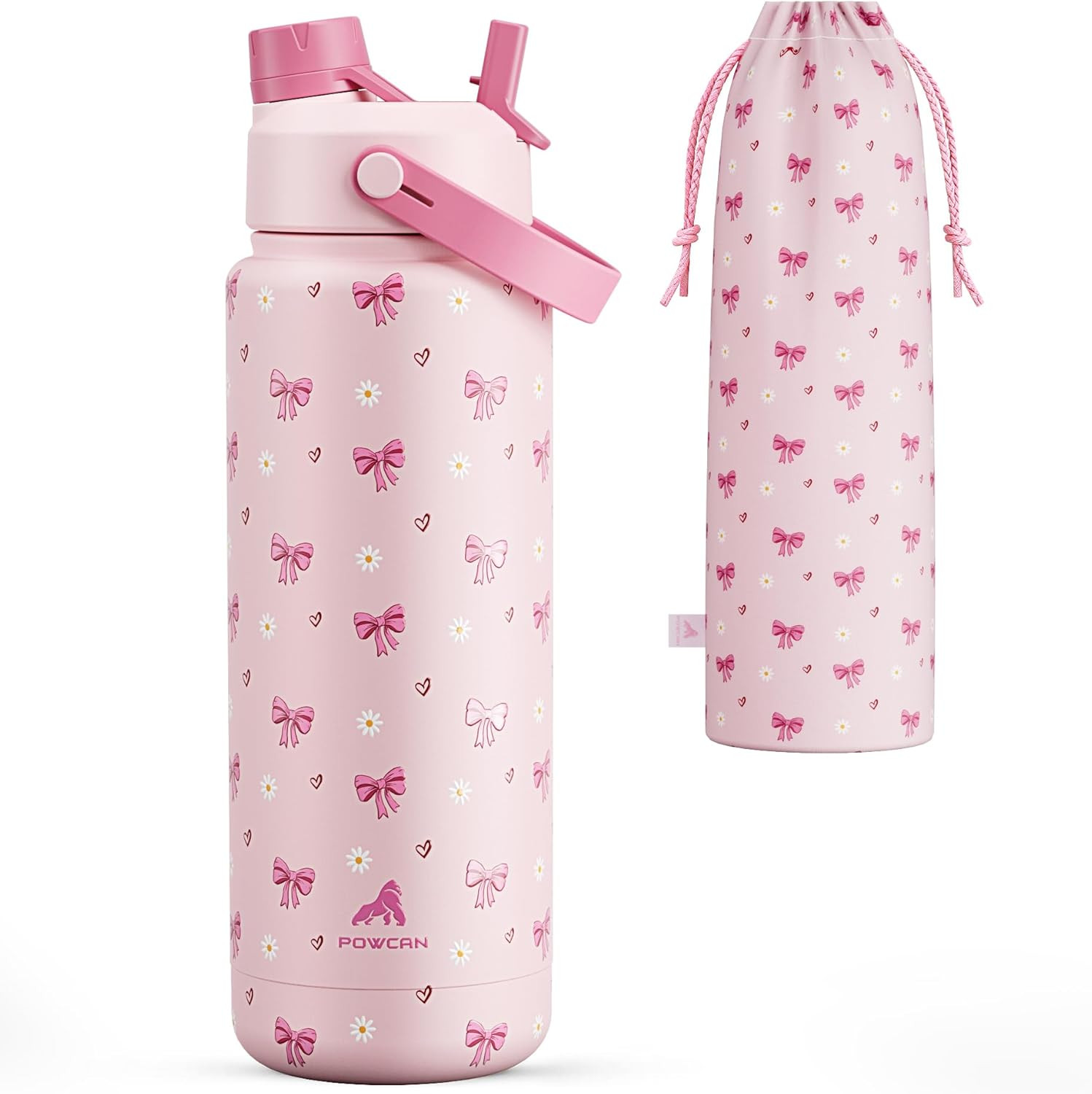 Insulated leakproof water bottle with straw and spout lid for gym travel school!
