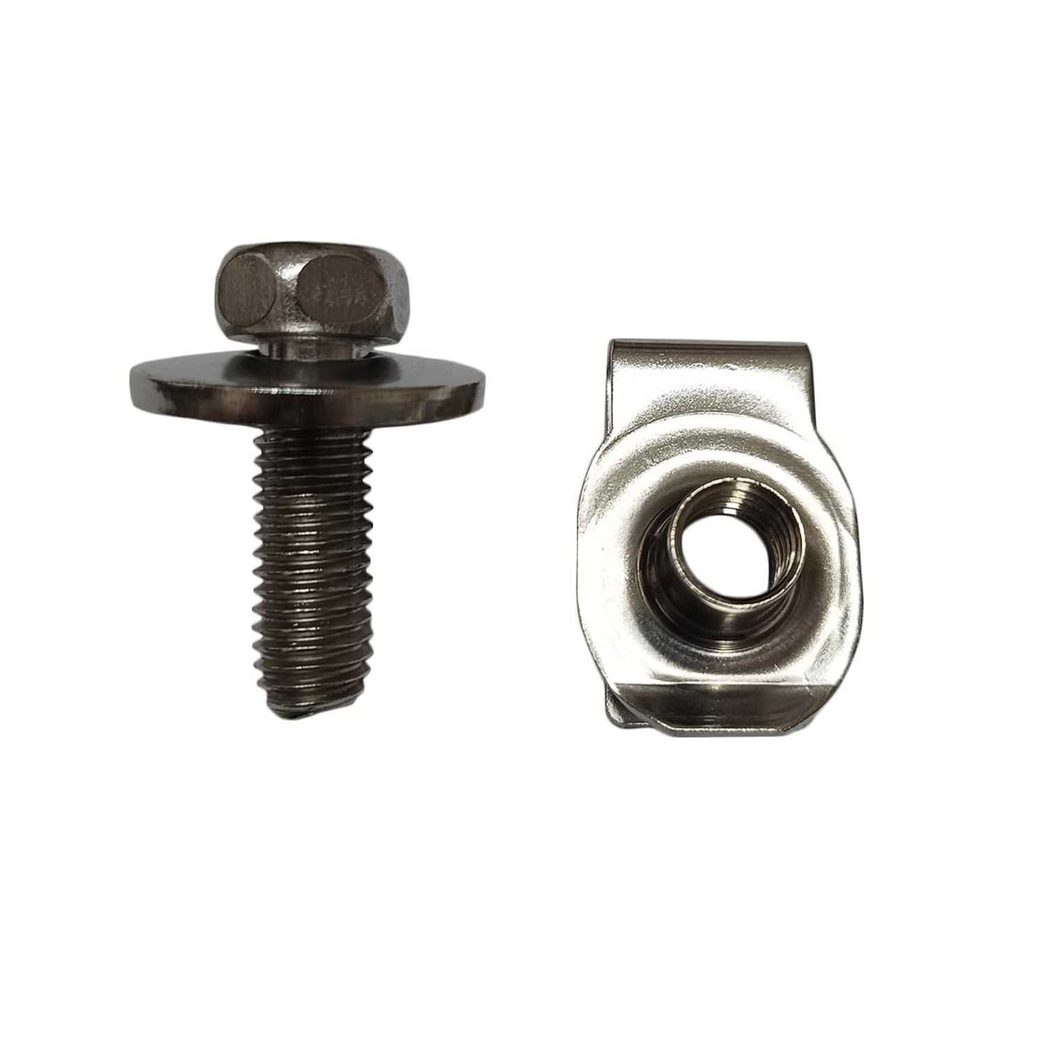 3/8"-16 x 1-3/16" Stainless Steel Hex Head Sems Body Bolts & U-nut Clips 15Se...