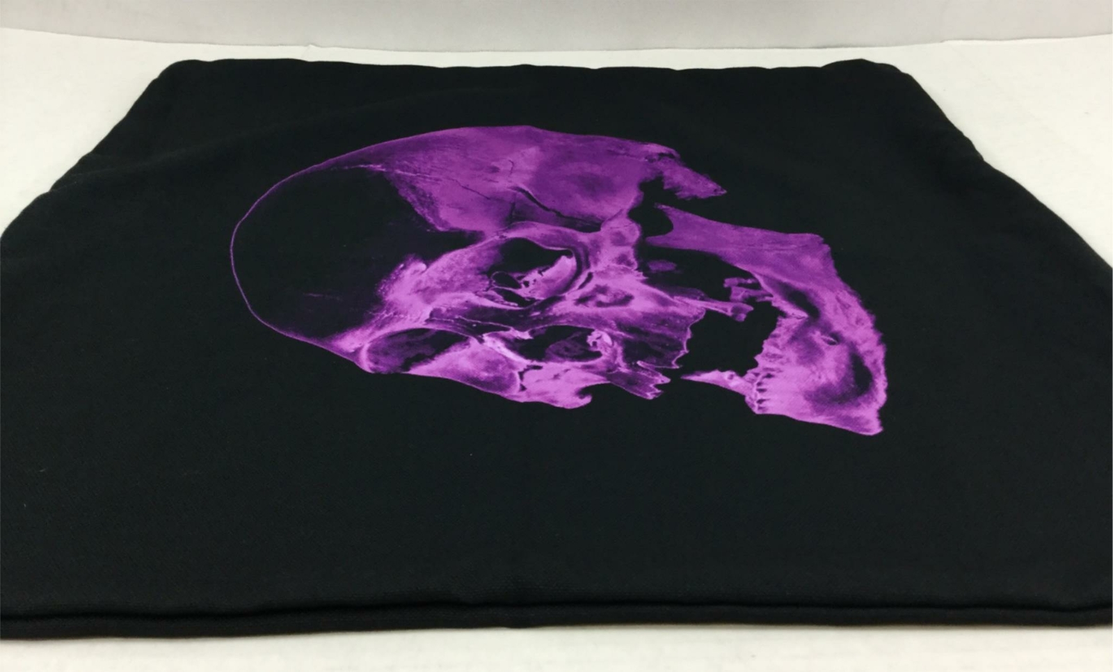 Halloween Skull Pillow Sham Euro 26x26 Black Purple Goth Polyester Twill USA New