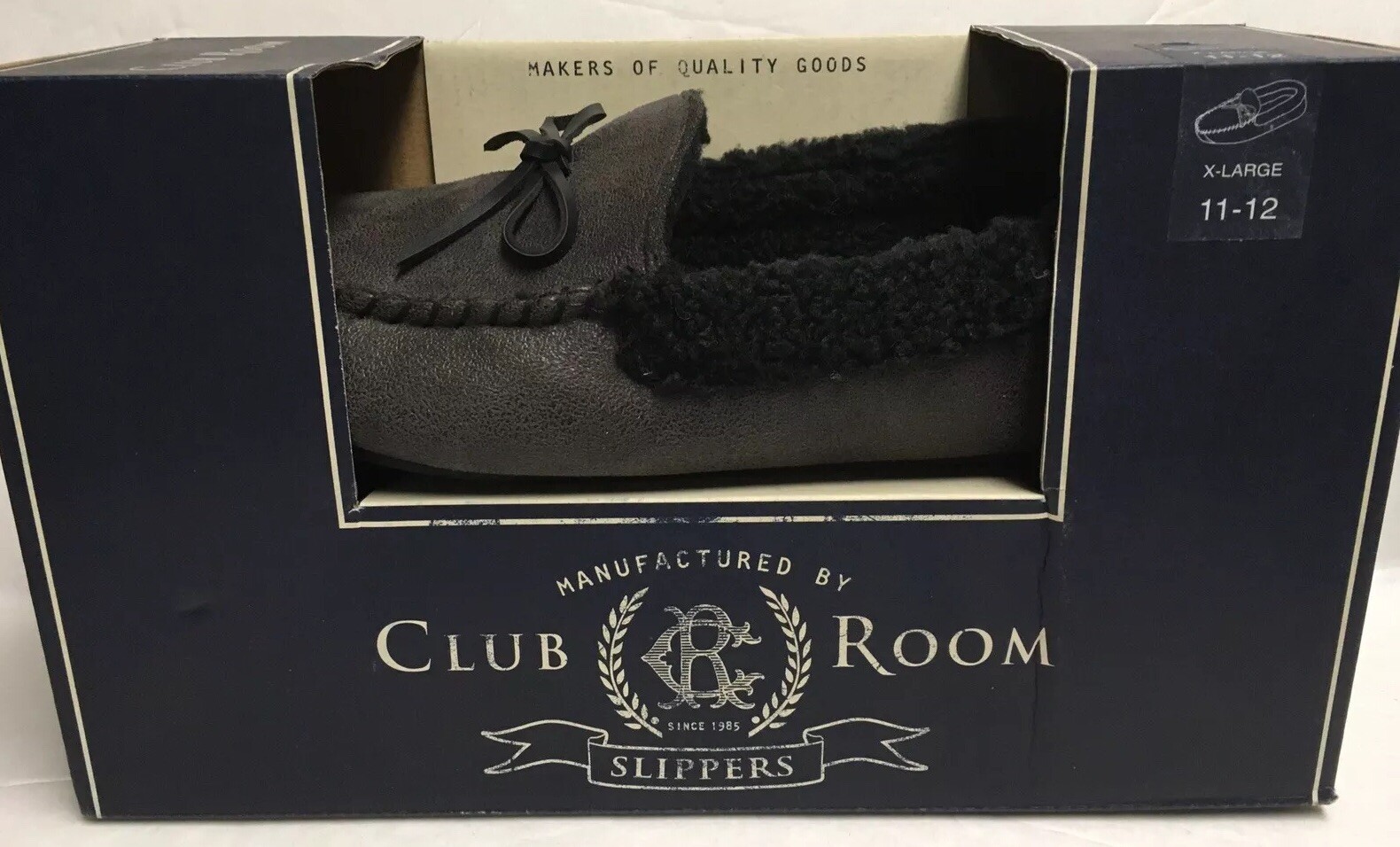 Club Room AARONGRY Men Faux Suede Memory Foam Slippers Gray Size XL 11-12 NIB