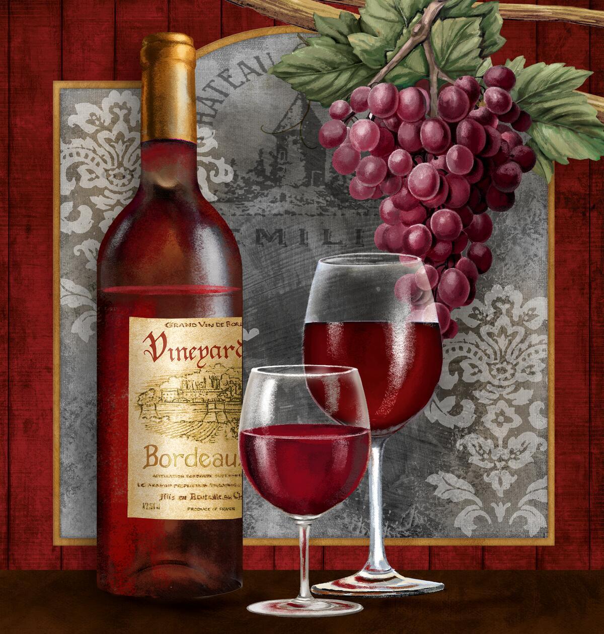 Ceramic Backsplash Tile Mural Wine Themed Kitchen - Chateau Vineyards - Tom Wood