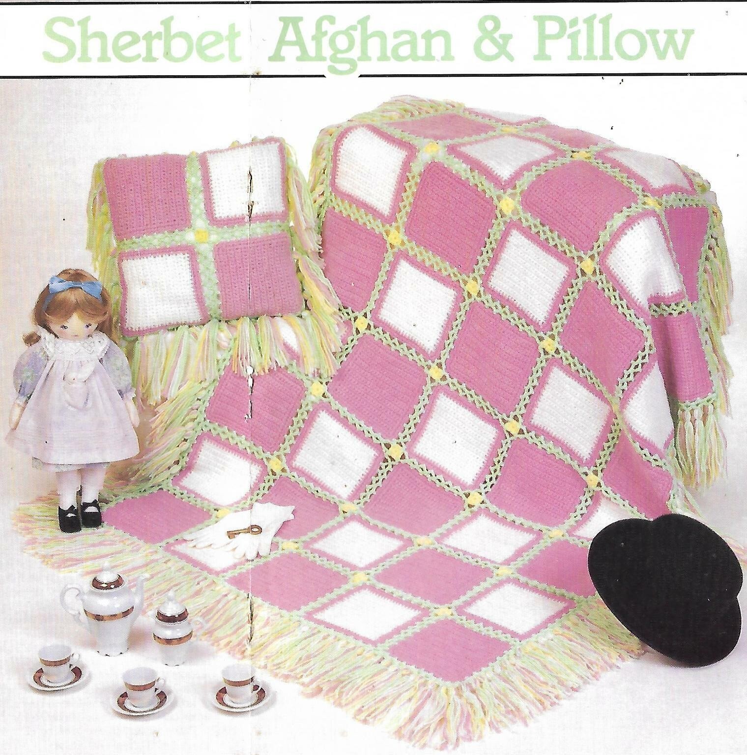 Sherbet Afghan & Pillow crochet pattern instructions