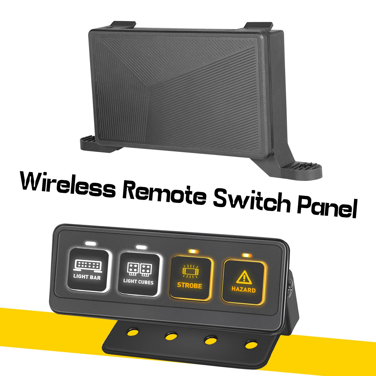 For Jeep Gladiator Wrangler Wireless 4 Gang Switch Panel LED Lights Control Box