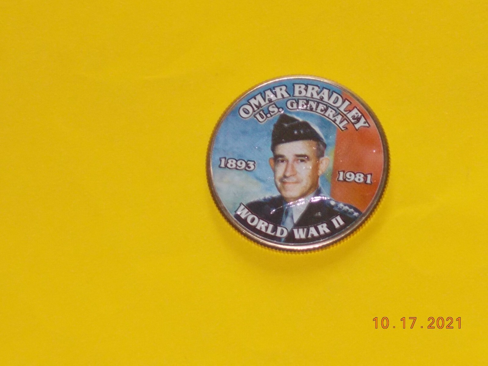 Colorized Kennedy Half Dollar - World War 2 - Omar Bradley K193