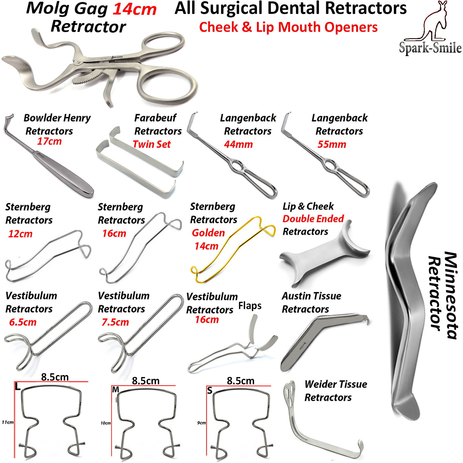 Dental Stainless Steel Cheek Lip Retractor Surgical Mouth Opener Orthodontic New