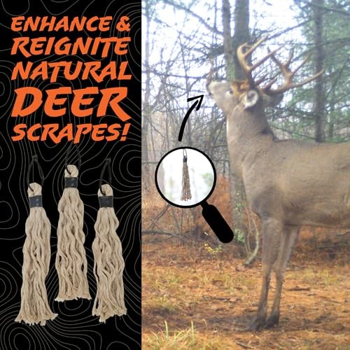HempScent Mock Scrape Tassels for Deer Hunting, Absorbent Rope 3 Pack | Create