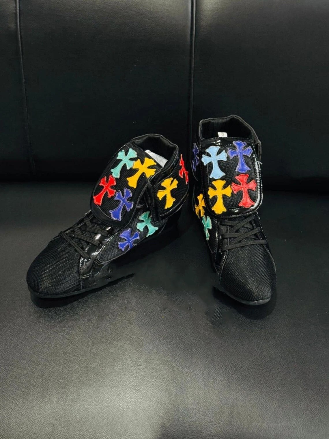 Black Chrome Heart Boxing Shoes Customized Shoes (Replica )(FULLY CUSTOMIZED)