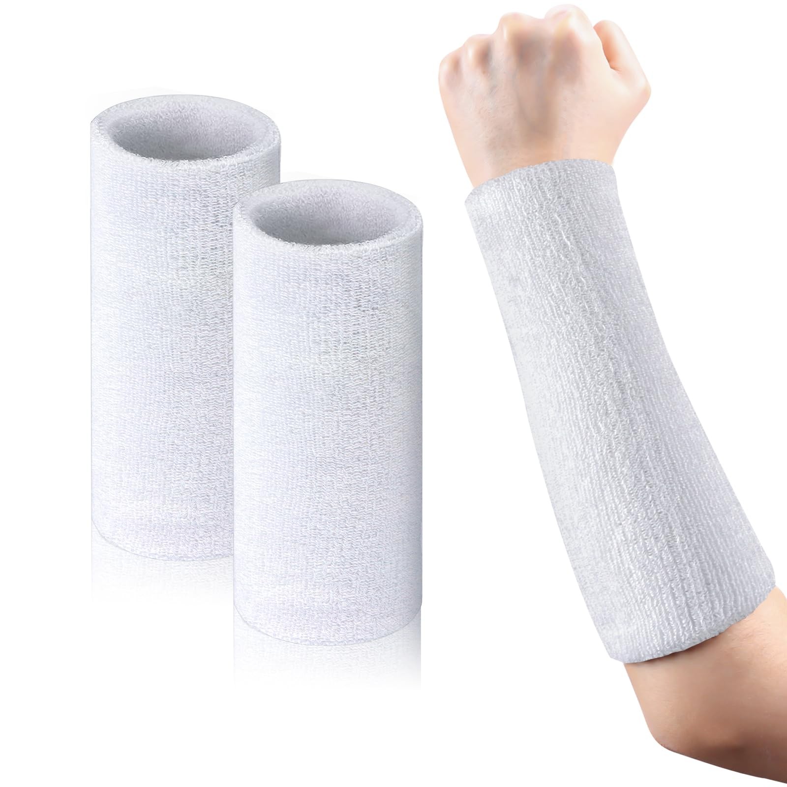 2 Pcs 9 Inch Long Wristbands Sweatbands Black Large Sweat Bands Wristbands Wr