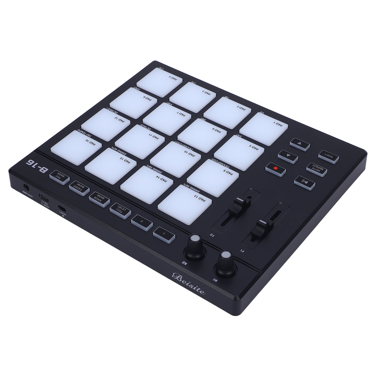 MIDI Controller With 16 Drum Pads 2 Assignable Fader Knobs RGB Portable MID XIPE