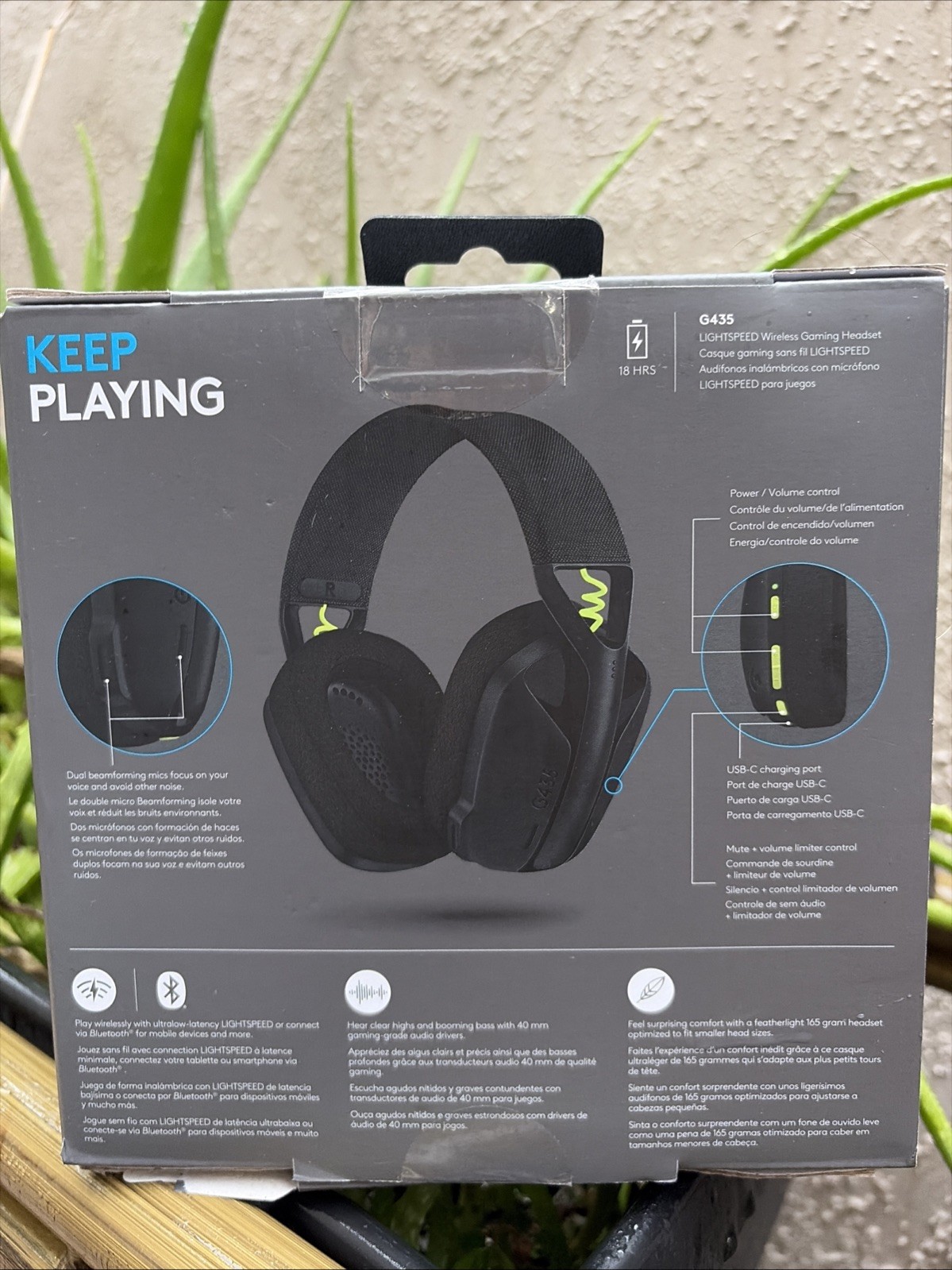 Logitech G435 Lightspeed Wireless Bluetooth Gaming Headset Wear On Box