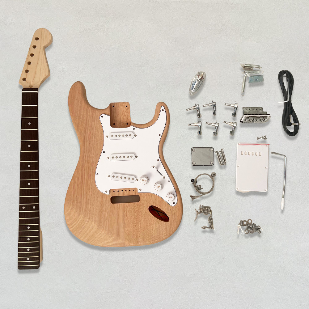 6 String ST DIY Electric Guitar Kit Mahogany Body Rosewood Fretboard Maple Neck
