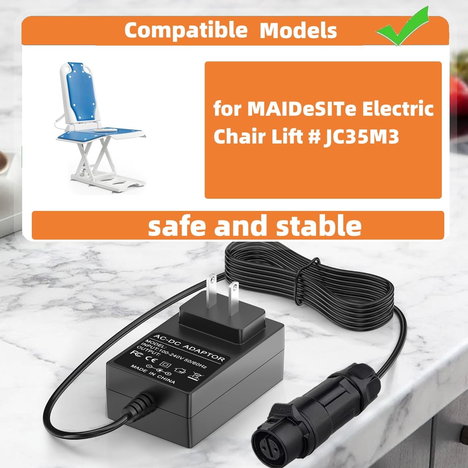 Charger for MAIDeSITe Electric Lift Chair Compatible with MAIDeSITe JC35M3 El...