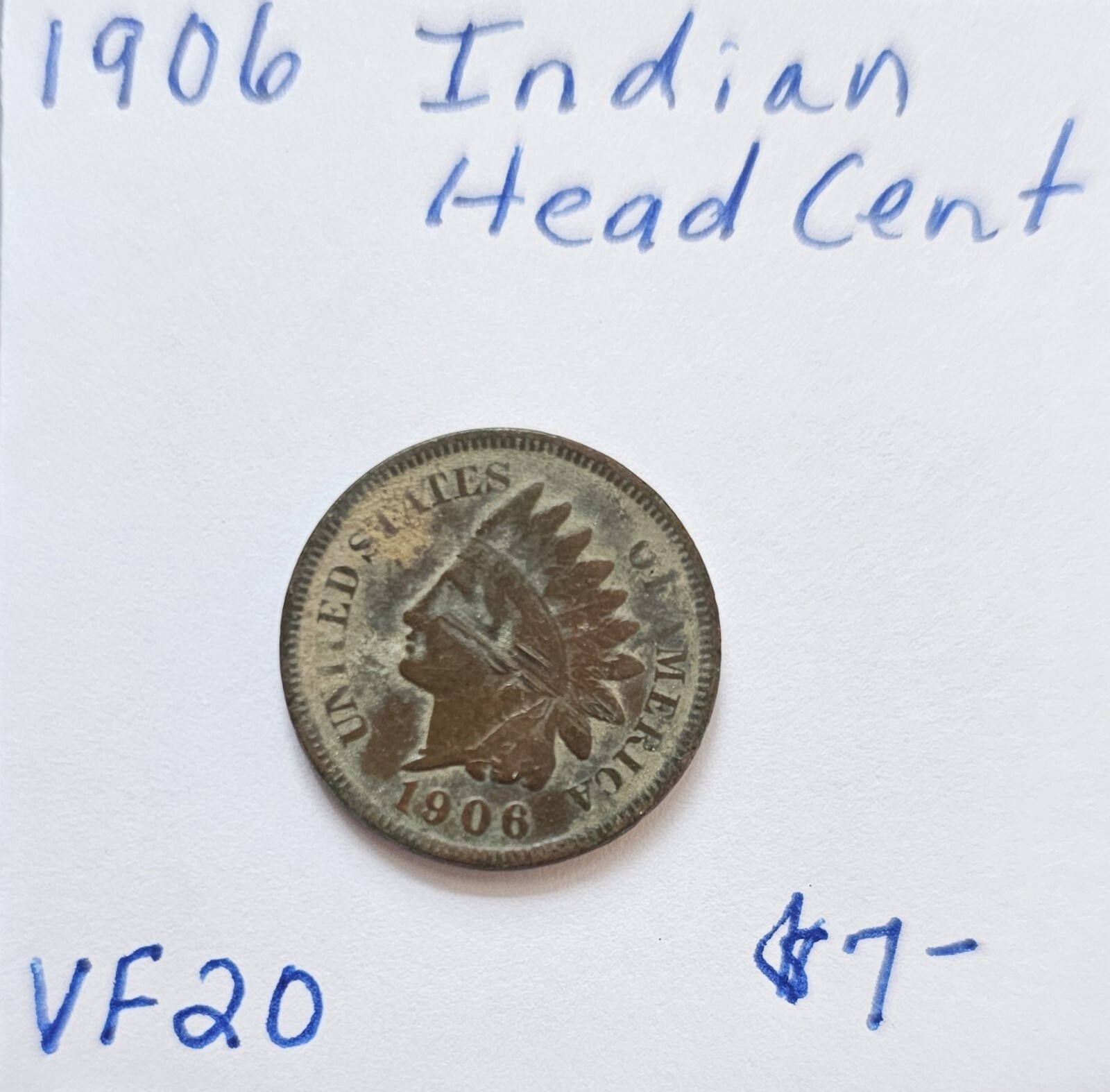 1906 Indian Head Cent Penny US Coins VF