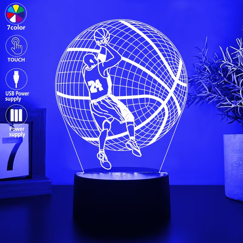 3D Basketball Themed Night Light Powered by USB # 24 All Colors