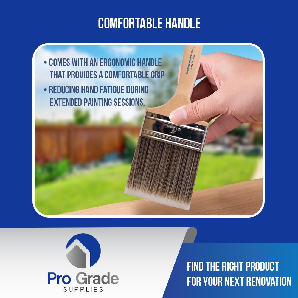 Pro Grade - Paint Brushes - 6 Pack Variety Flat Paint Brushes