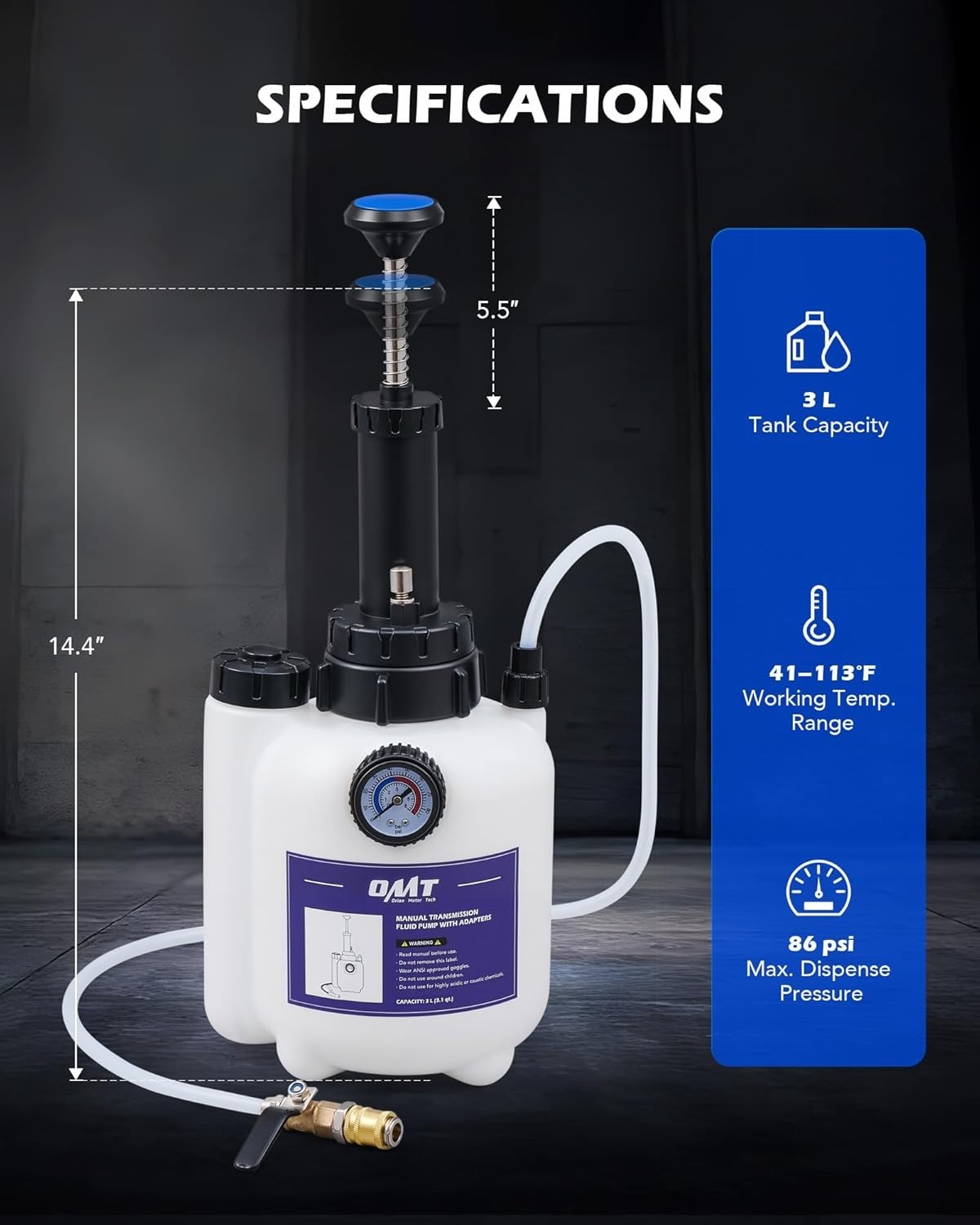 Effortless Transmission Fluid Transfer Pump with Organized Adapter Storage