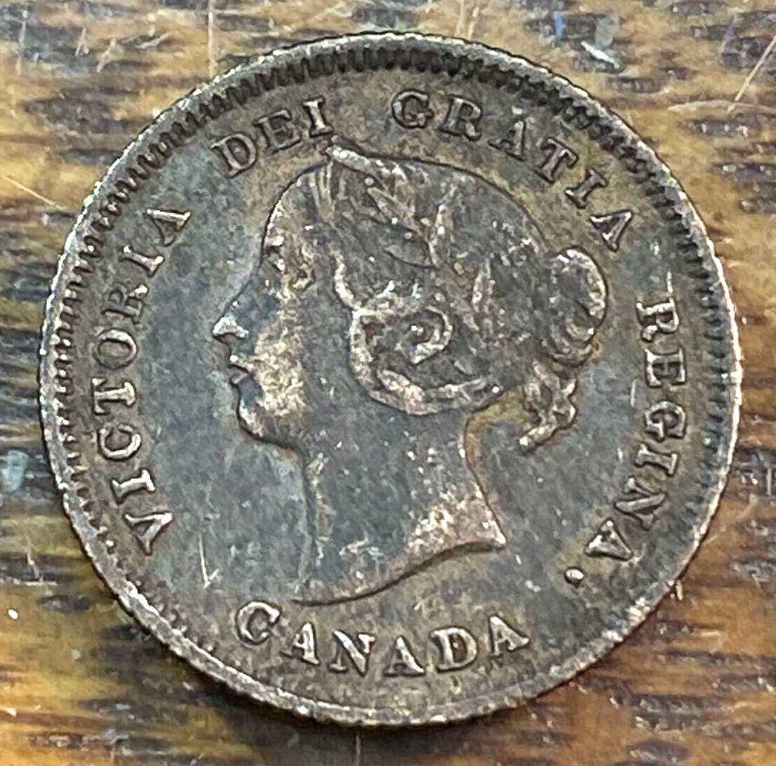 1883-H Canada 5 Cents Super Original Borderline XF KM-2 CHRC