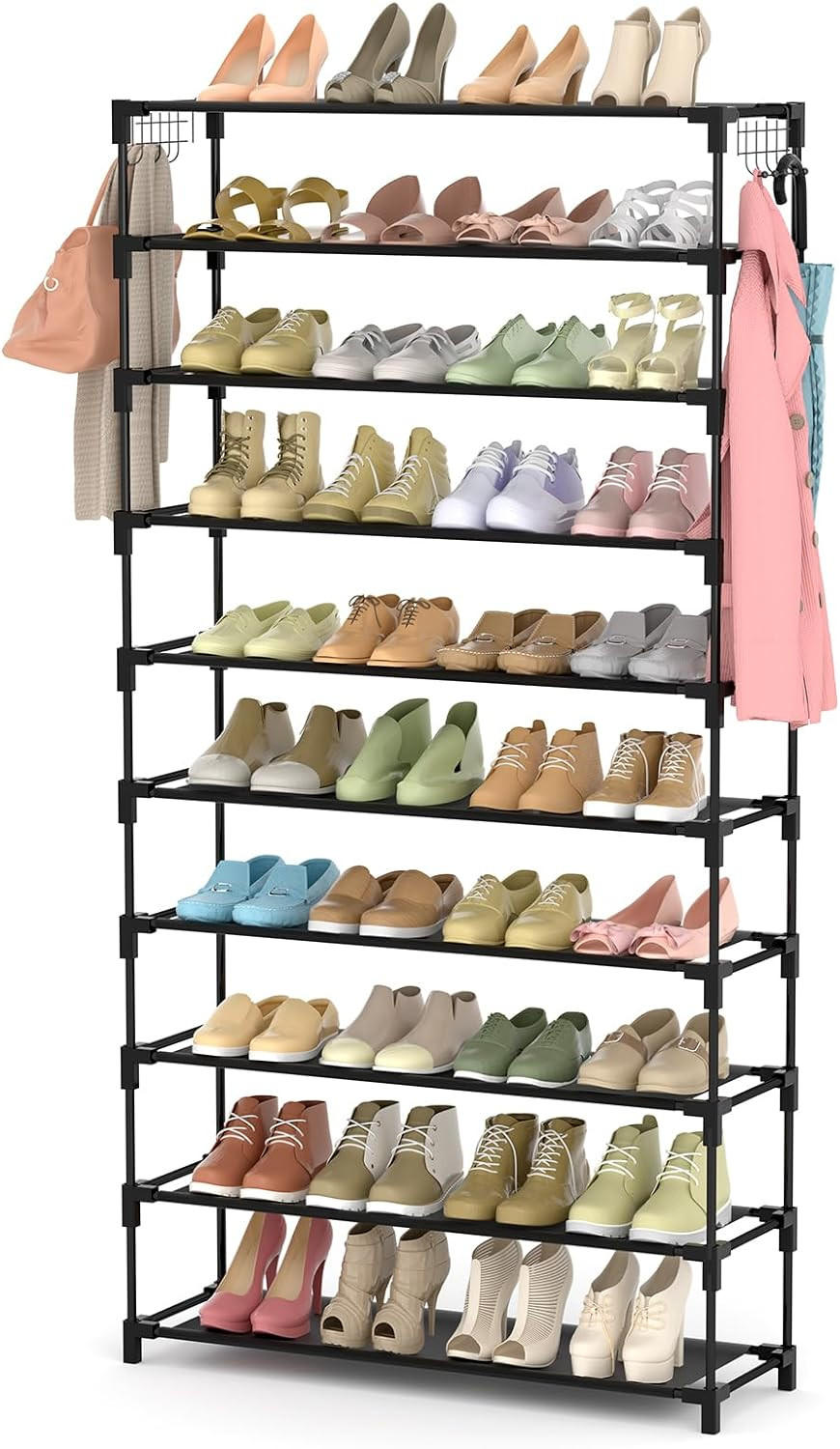 10 Tiers Shoe Rack 50 Pairs Large Capacity Tall Shoe Organizer Sturdy Shoe Stora
