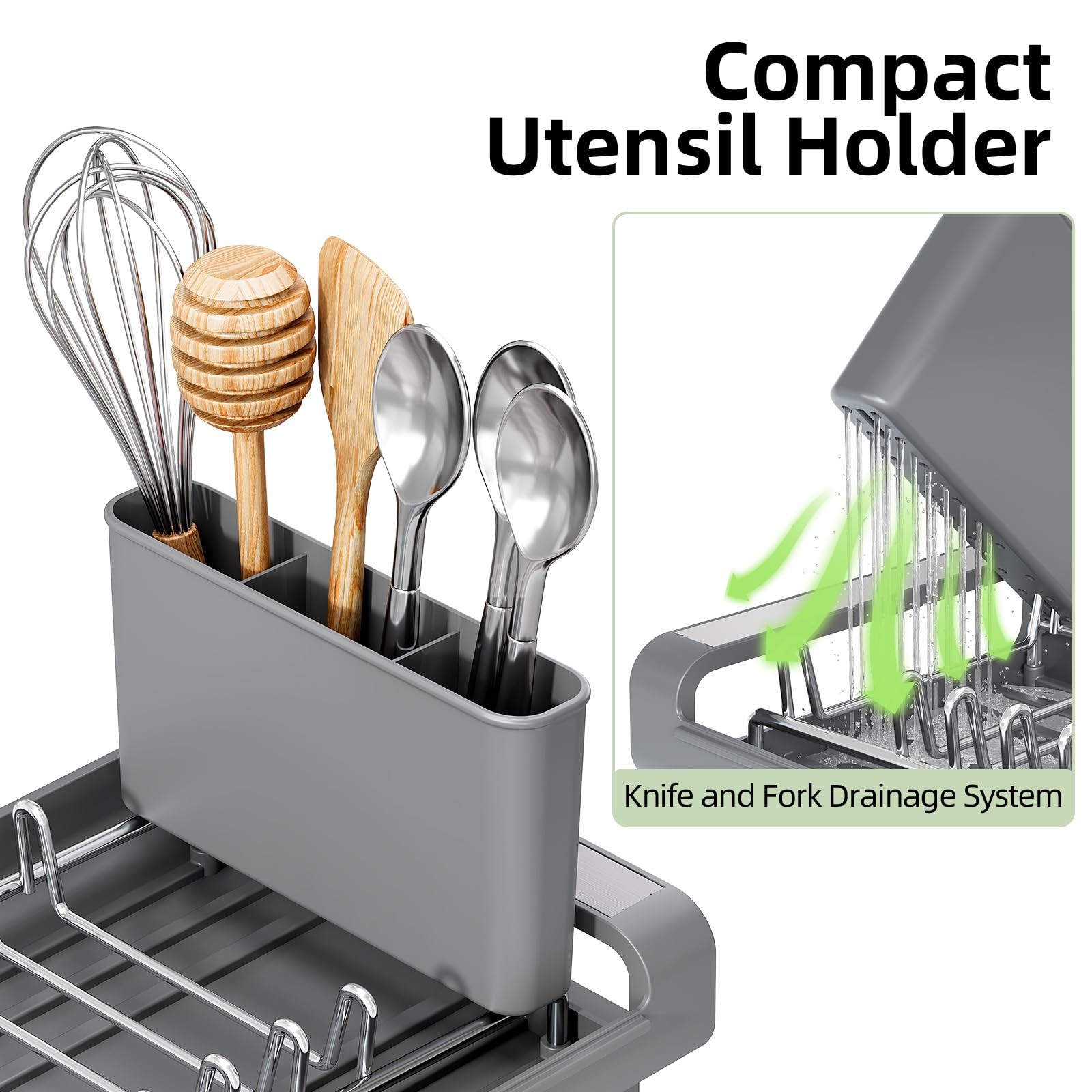 Small Dish Drying Rack, Mini Expandable Compact Dish Rack, Slim Extendable St...