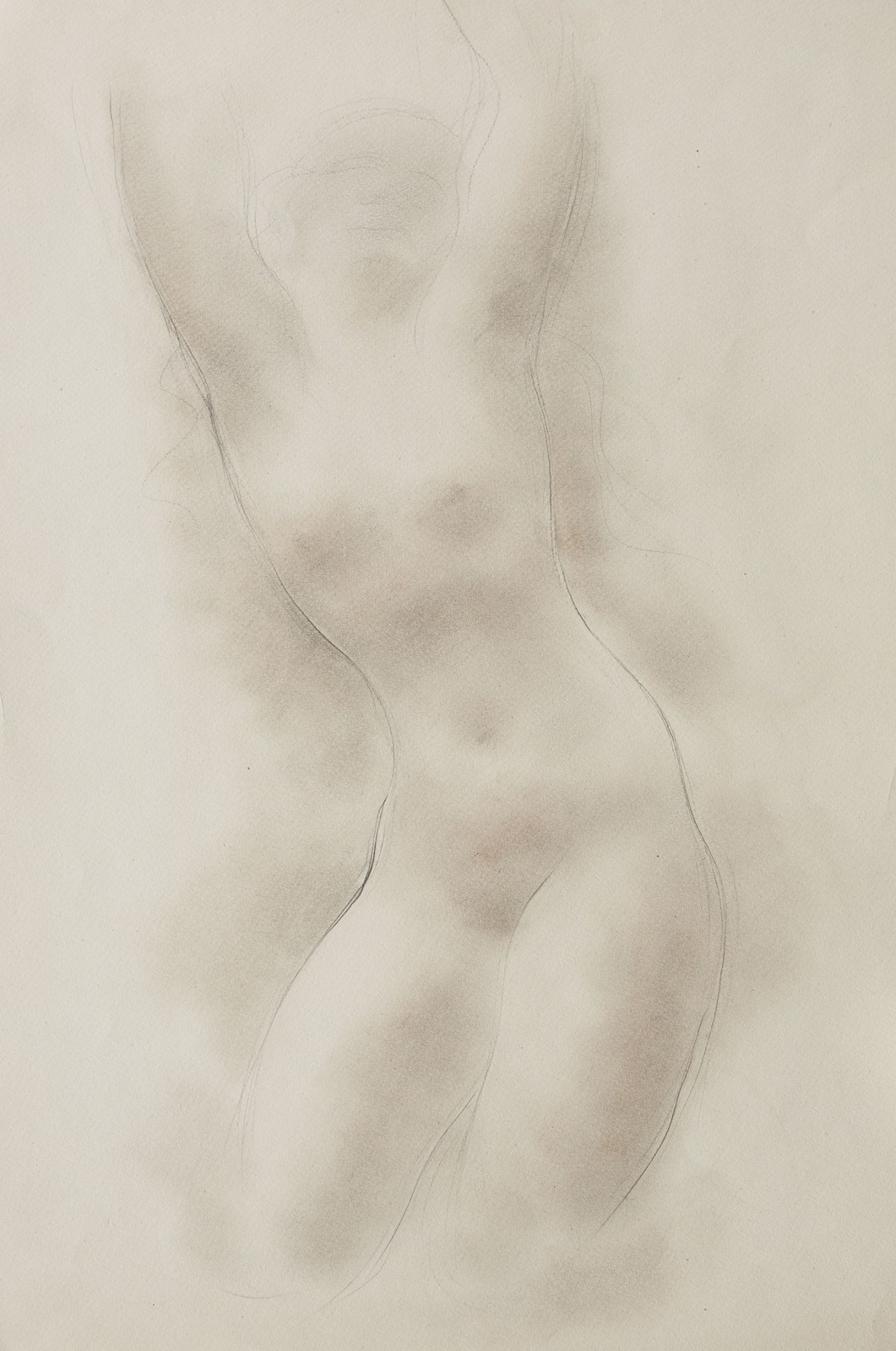 Willi Schmid Female Nude Looking Up Pastel Drawing Estate 30/40s Body