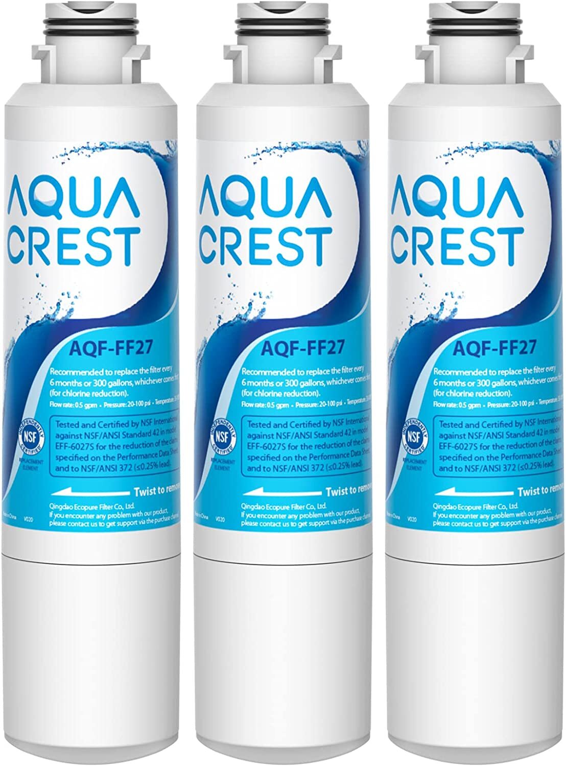 AQUA CREST FF27 Water Filter Replacement for Samsung® HAF-CIN/EXP,6 Pack
