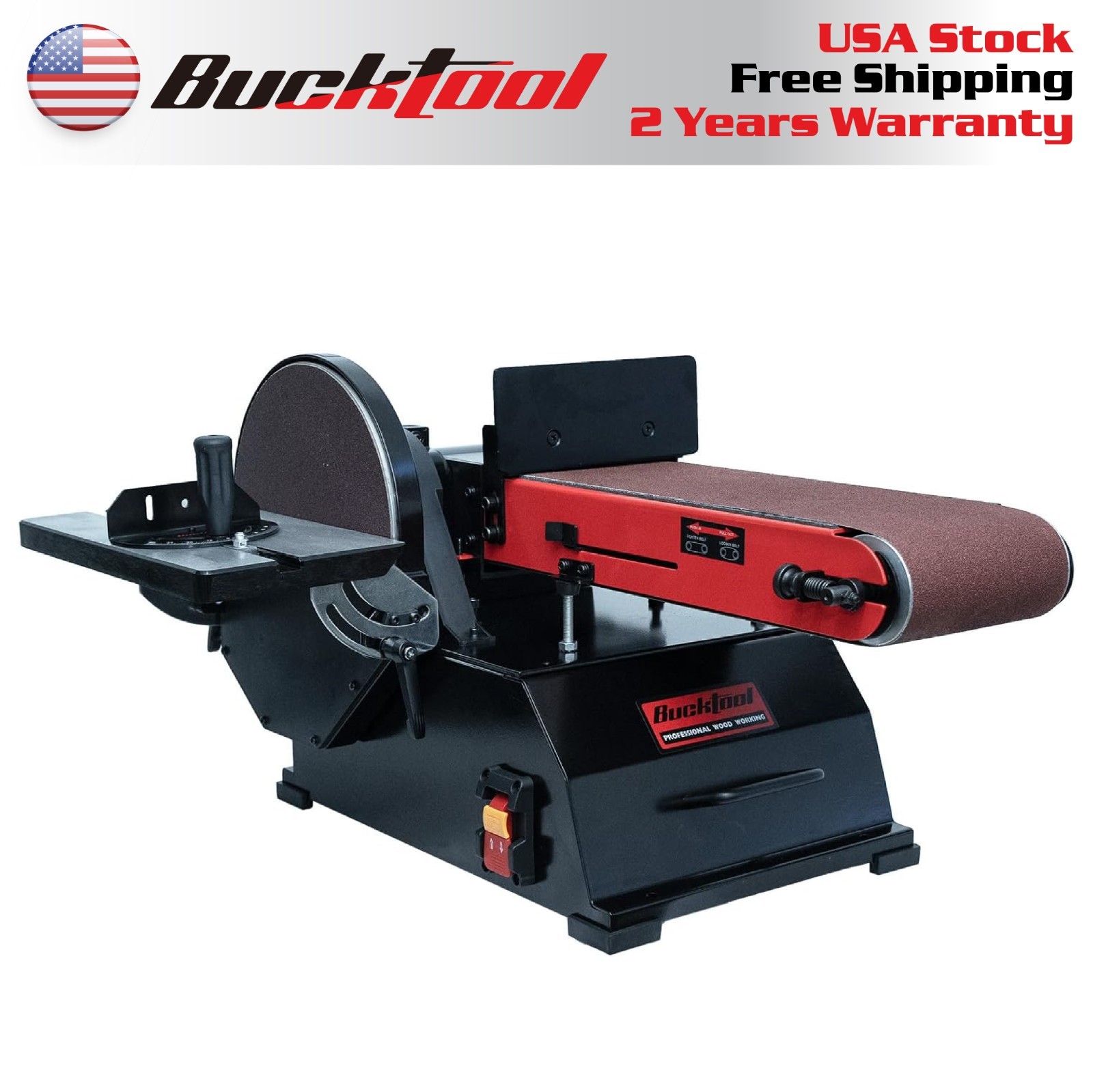 1-1/2 HP Bench Belt Sander for Wood Working 6 " x 48 " Belt and 10" Disc Sander