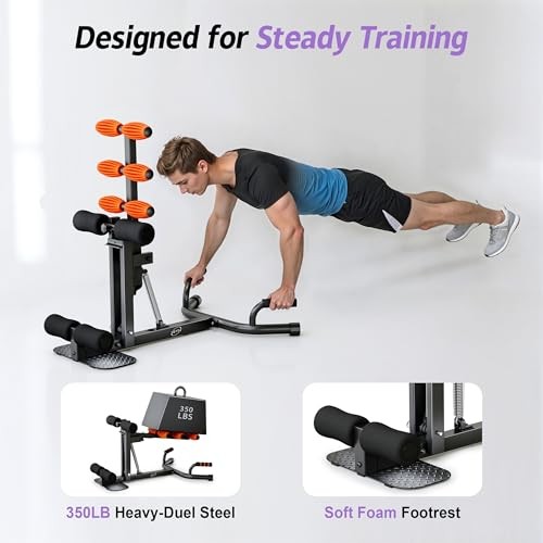 Deep Squat Machine, Adjustable Glutes Trainer Machine, Core & Abs Black&Orange