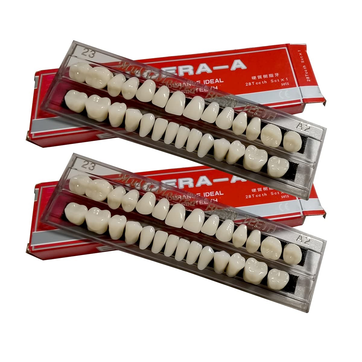 56 Pcs False Teeth Dental Complete Acrylic Resin Denture Teeth, 2 Set Whole M