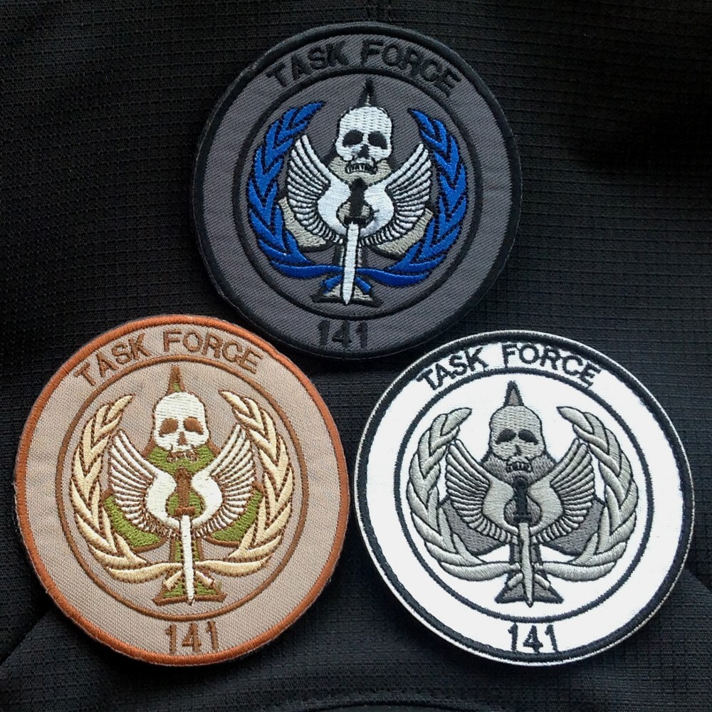 4PCS CALL OF DUTY TASK FORCE 141 TACTICAL HOOK&LOOP PATCH EMBROIDERED BADGE