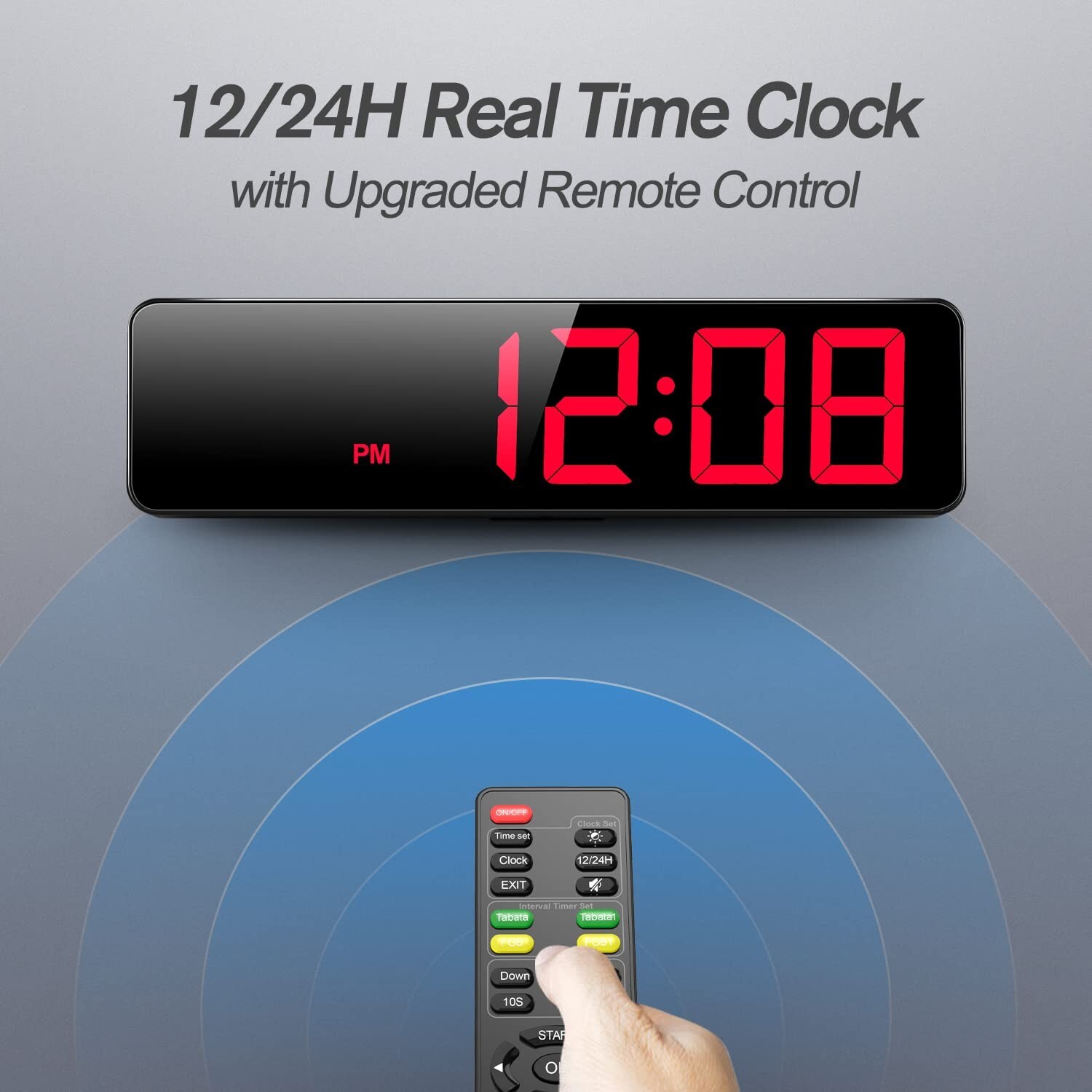 Gym Timer 15" Large LED Display Wall Clock | Interval Workout | Count Down & ...