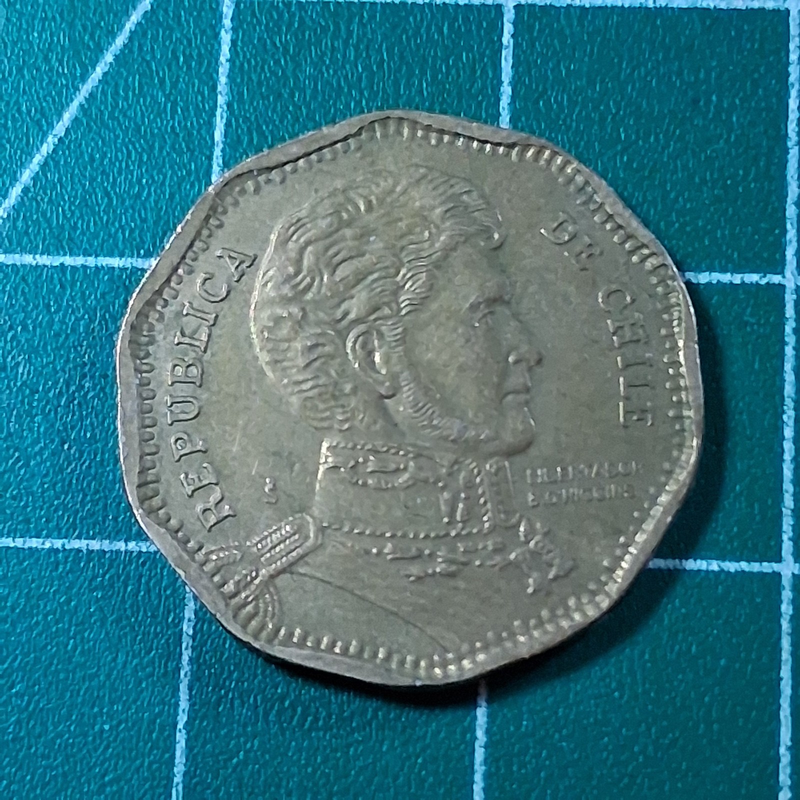 2014 Chile “S” Marked Bernardo O'Higgins 50 Pesos Currency Coin