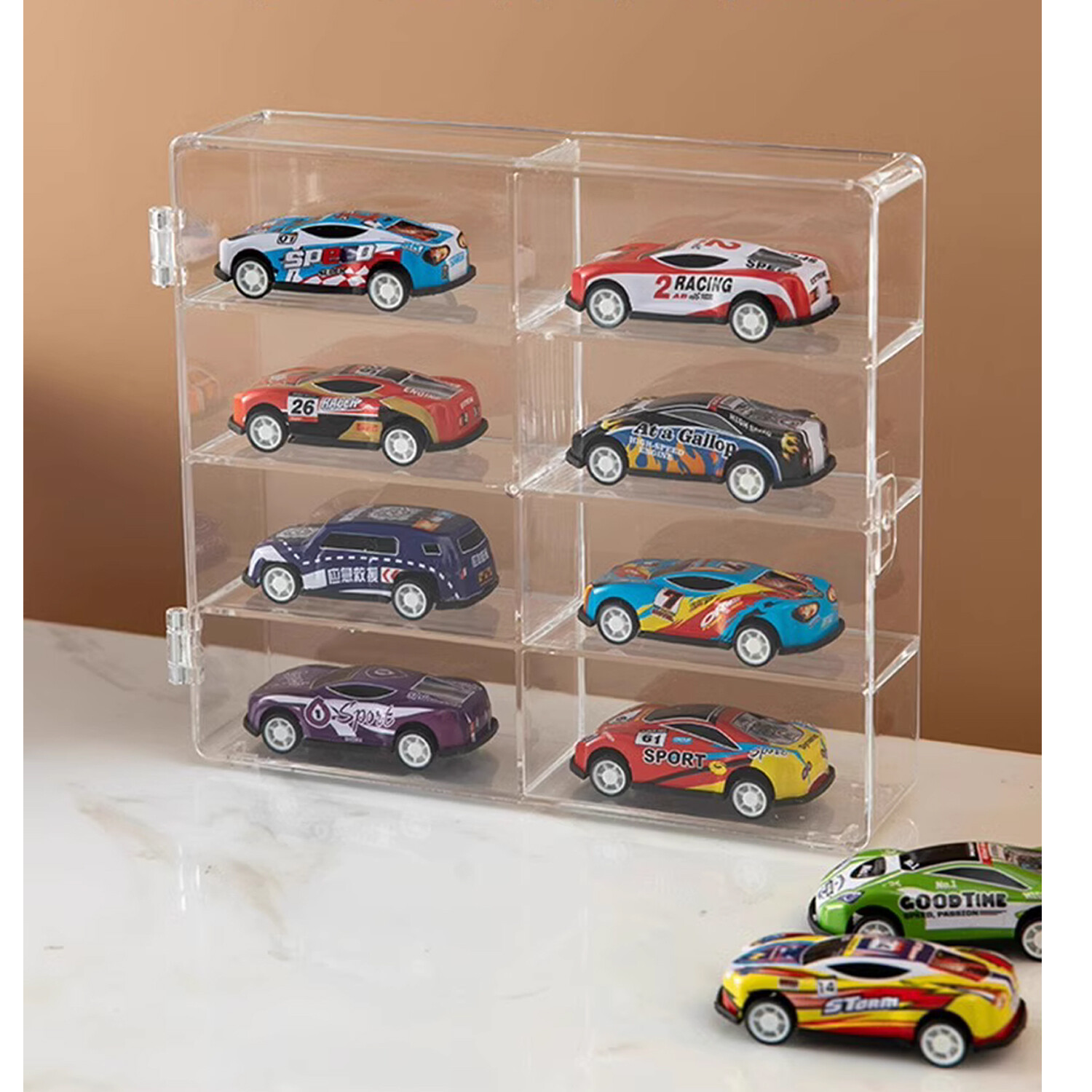 2Pack 1/64 Diecast 8 Car Display Case With Locking Latch Stackable Organizer Box