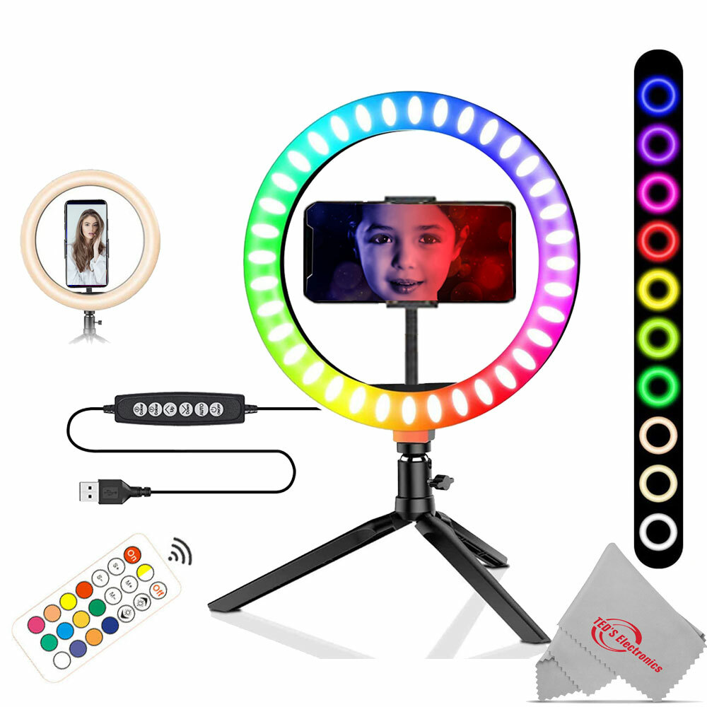 Vivitar Vlog Essentials Full Color RGB LED 10 inch Ring Light + Accessories