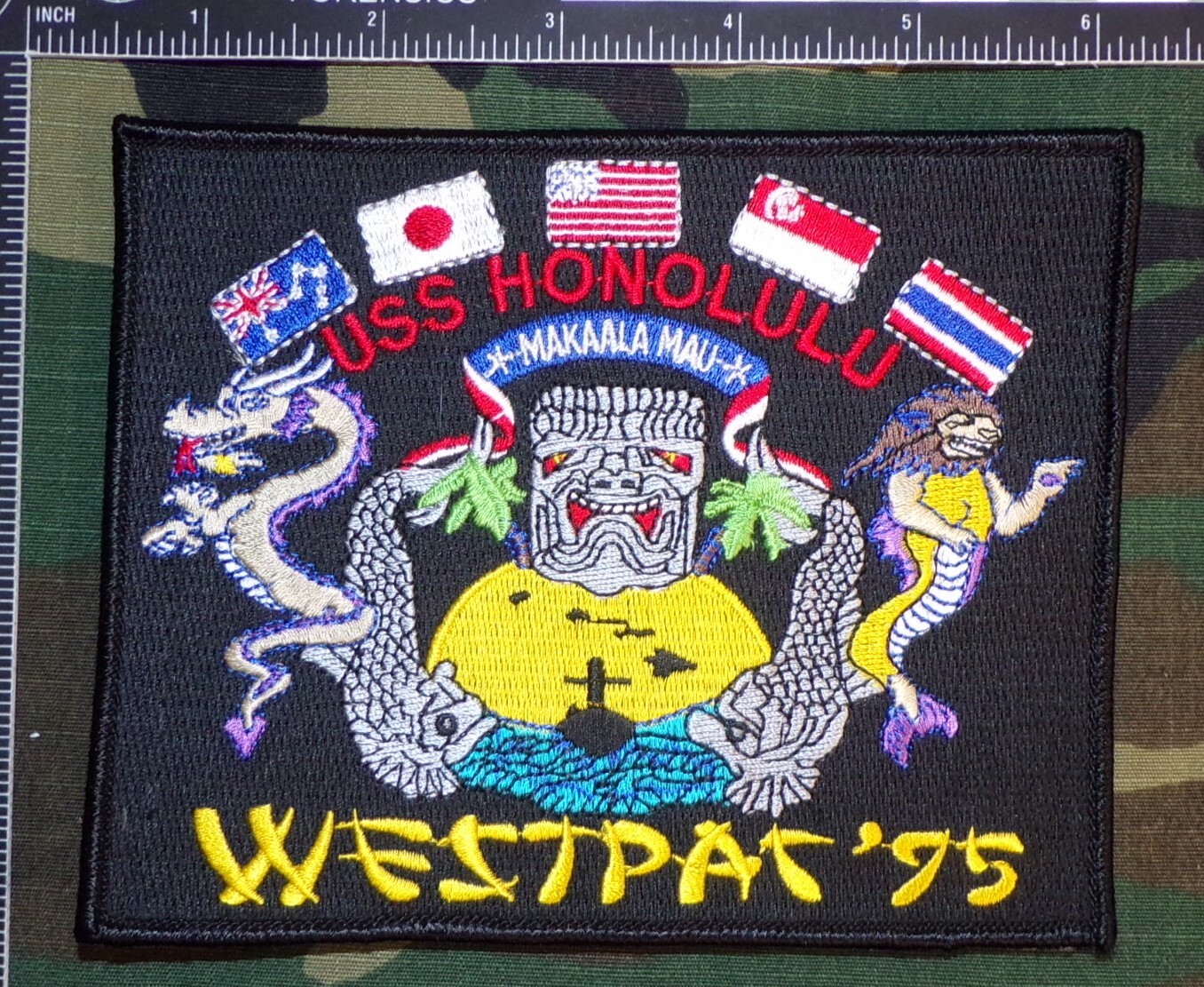 US Navy USS Honolulu SSN 718 Submarine Westpac 95 Embroidered Full Color Patch