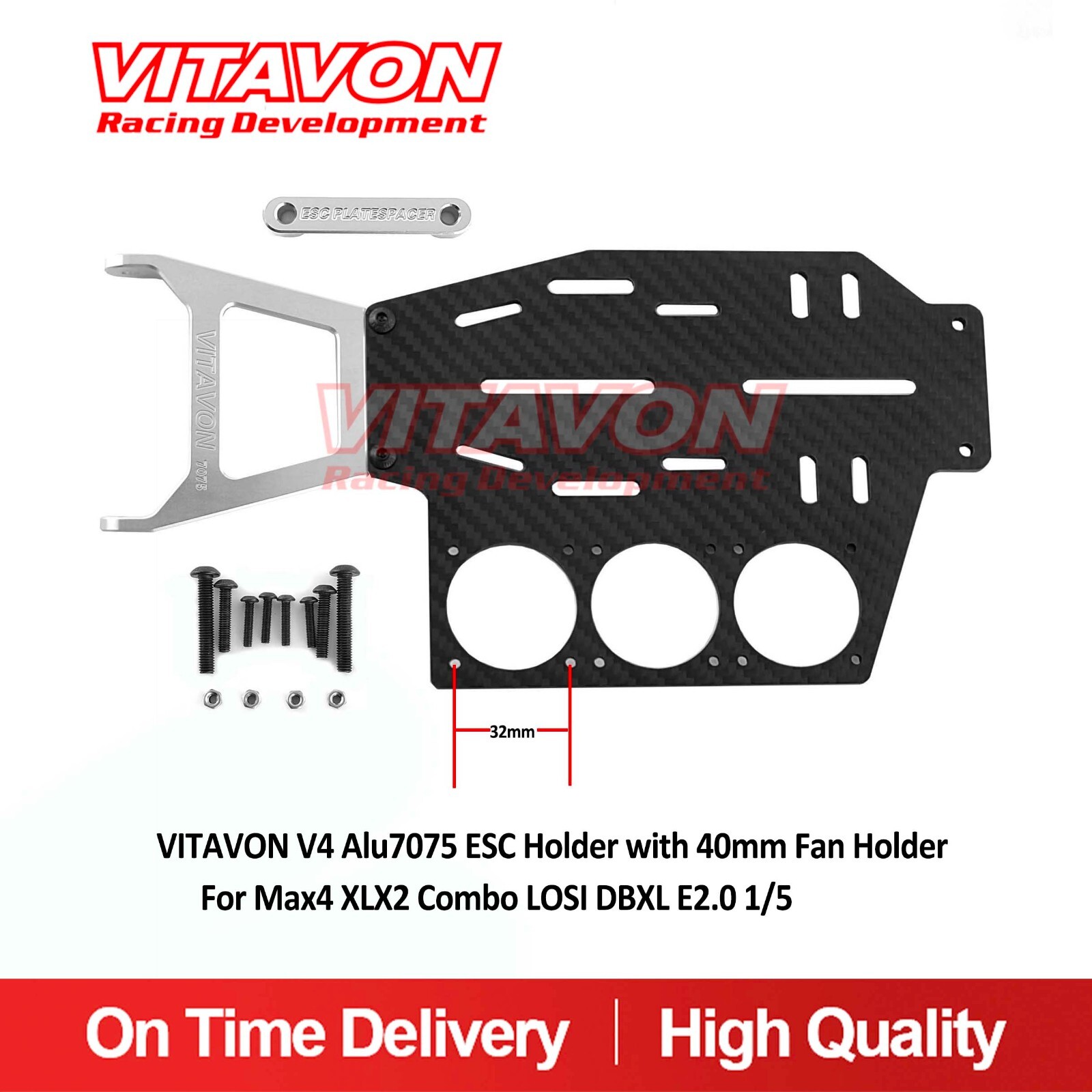 Vitavon V4 Alu7075 ESC Holder with 40mm Fan Holder For Max4 XLX2 Combo DBXL