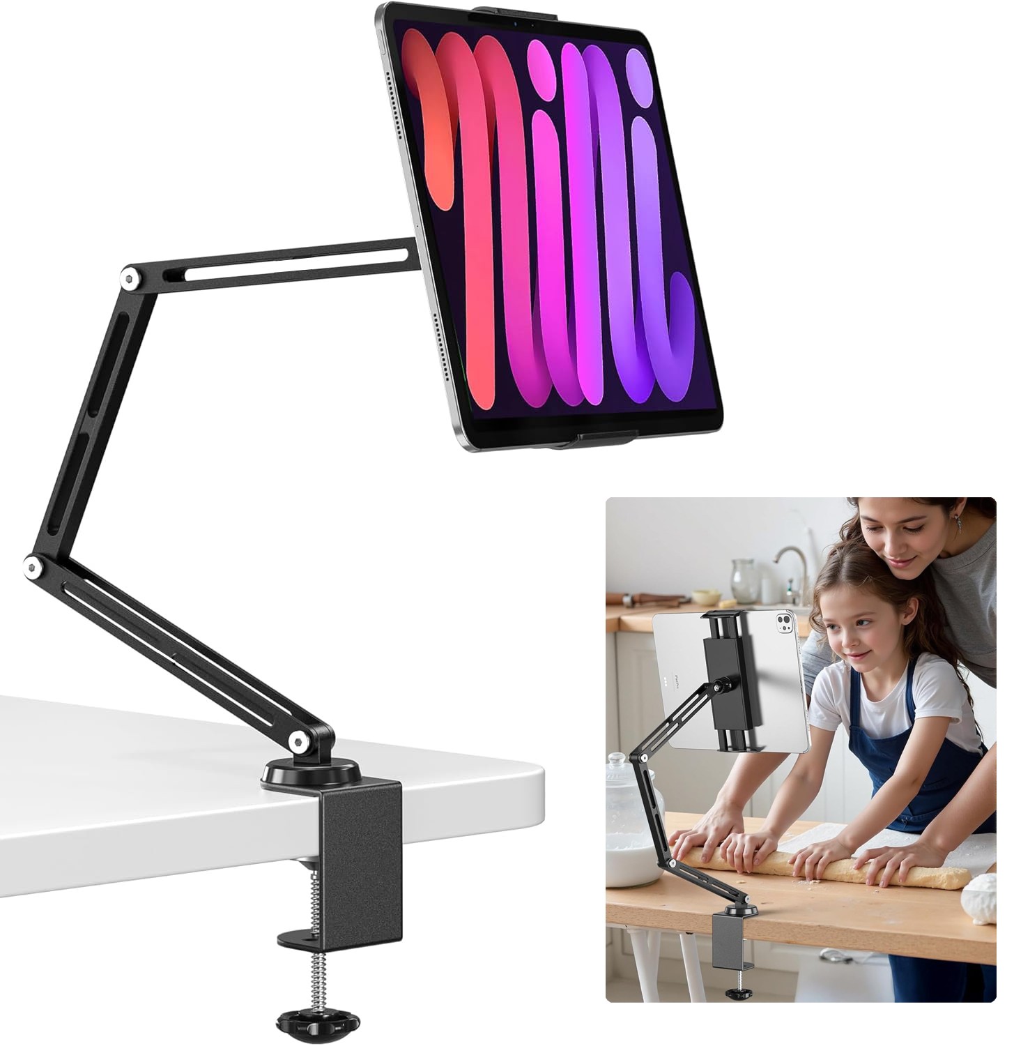 Tablet Stand Long Arm Phone Holder Lazy Bed Desk Mount For iPad iPhone 360°