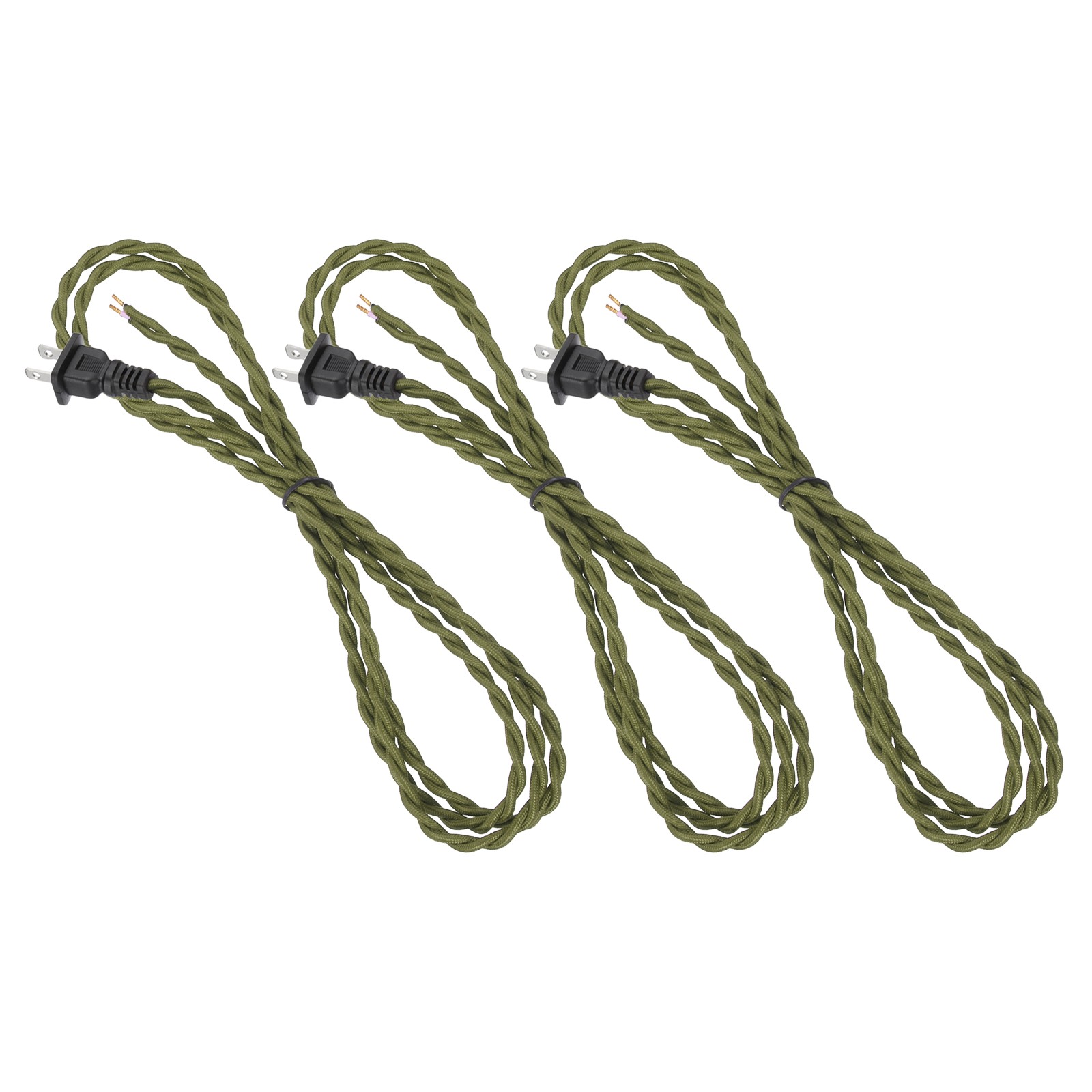 3 Pcs 6Ft 18/2 Twisted Cloth Lamp Cord with Plug, Bronze