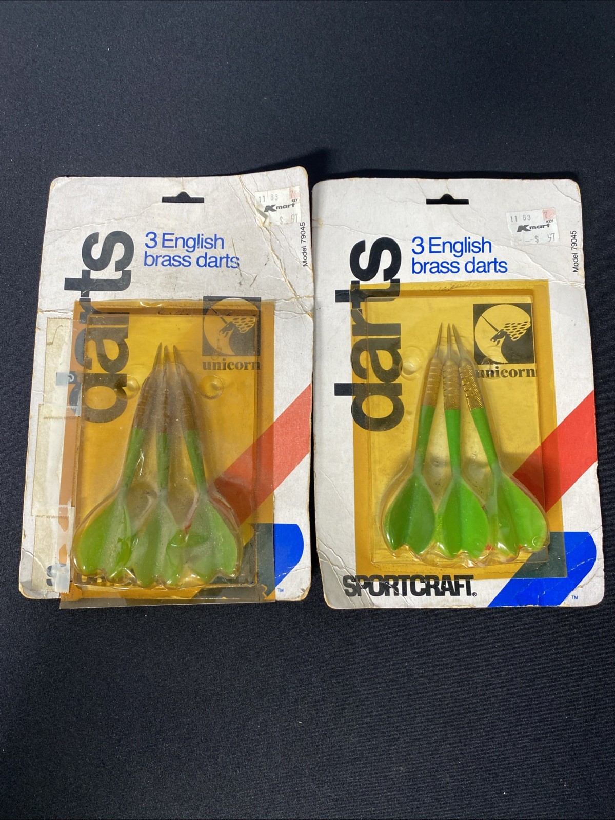 Vintage New 1981 UNICORN Darts England English Soft Touch 3 Brass Sportcraft