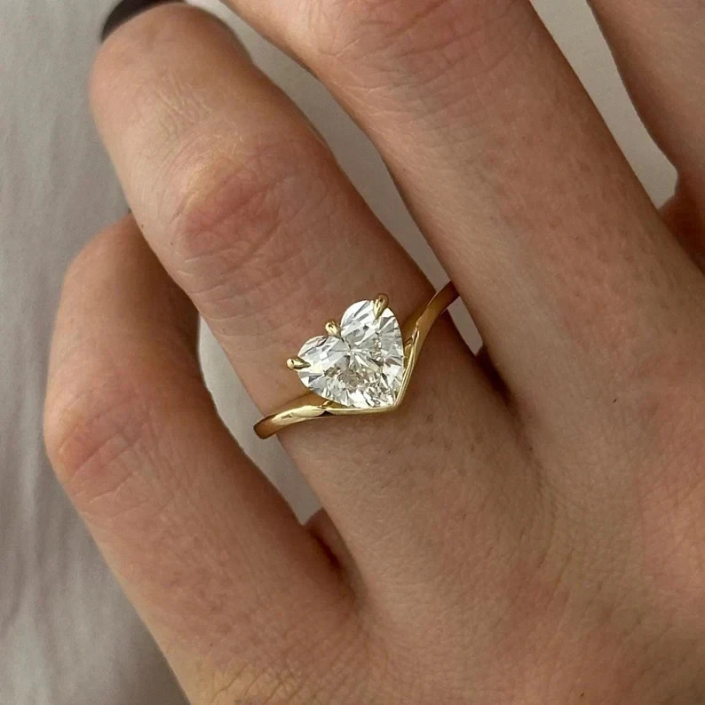 Moissanite 3.30 Ct Heart Cut Prong Setting Engagement Wedding Ring