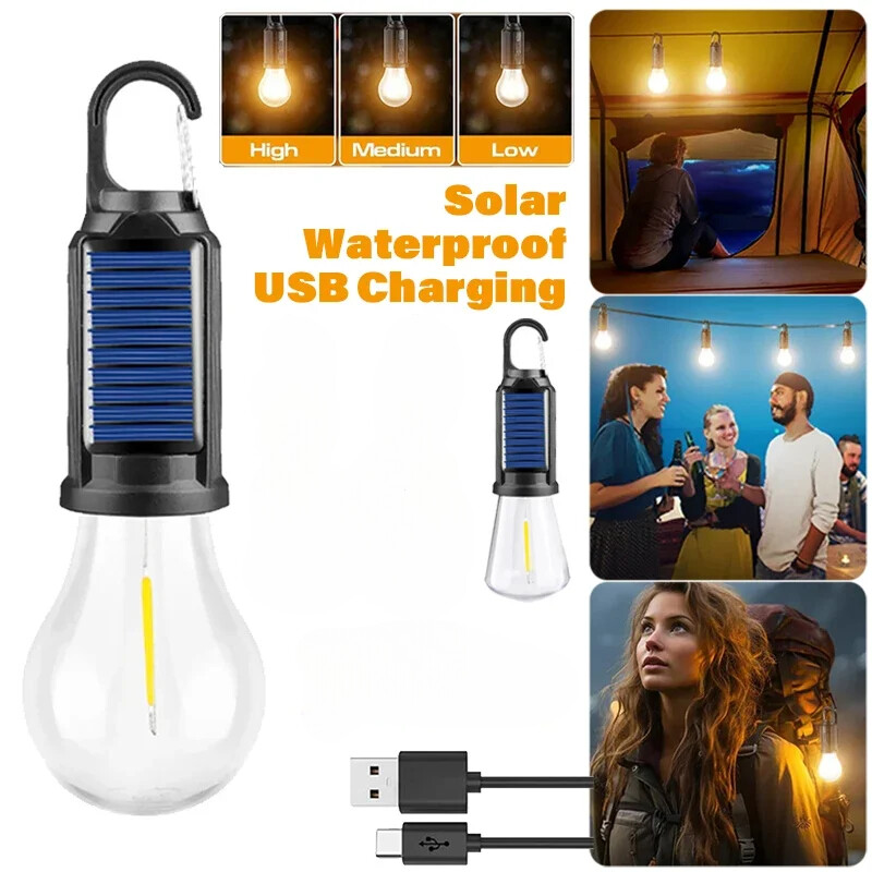3PC Solar Portable Camping Light with Hook LED Lighting Lantern Atmosphere Light