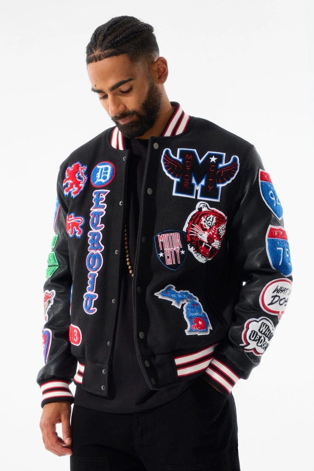JORDAN CRAIG MOTOWN VARSITY JACKET (BLACK SHADOW)