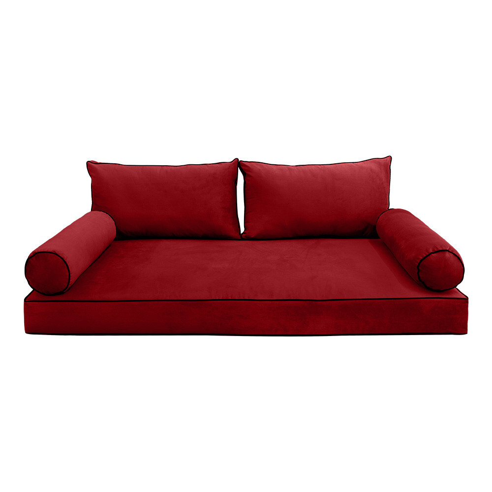 STYLE V2 Twin Velvet ContrastPipe Indoor Daybed Mattress Pillow|COVER ONLY|AD369