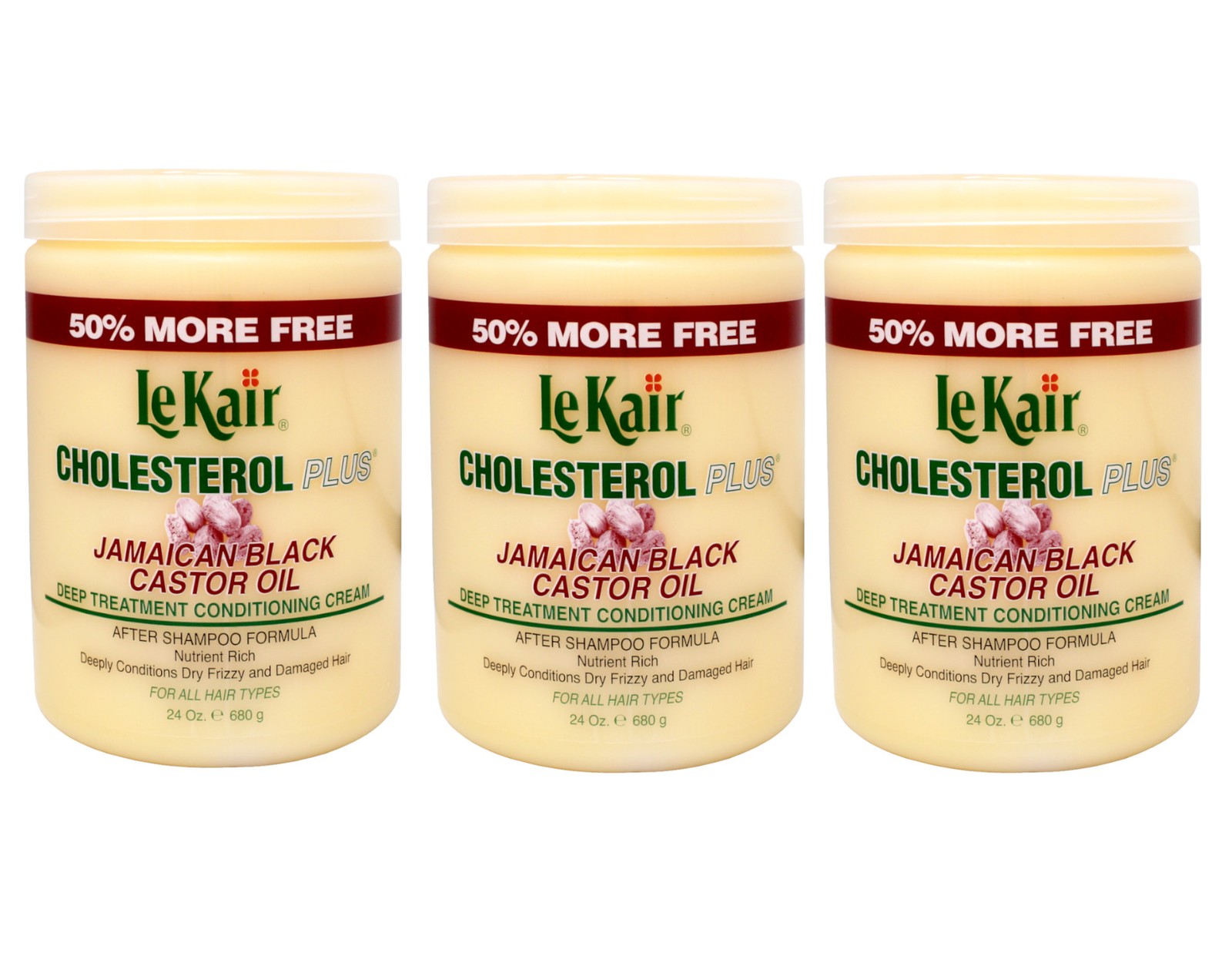 3 Pack of Le Kair Cholesterol Plus JBCO Deep Treatment Conditioning Cream 24 oz