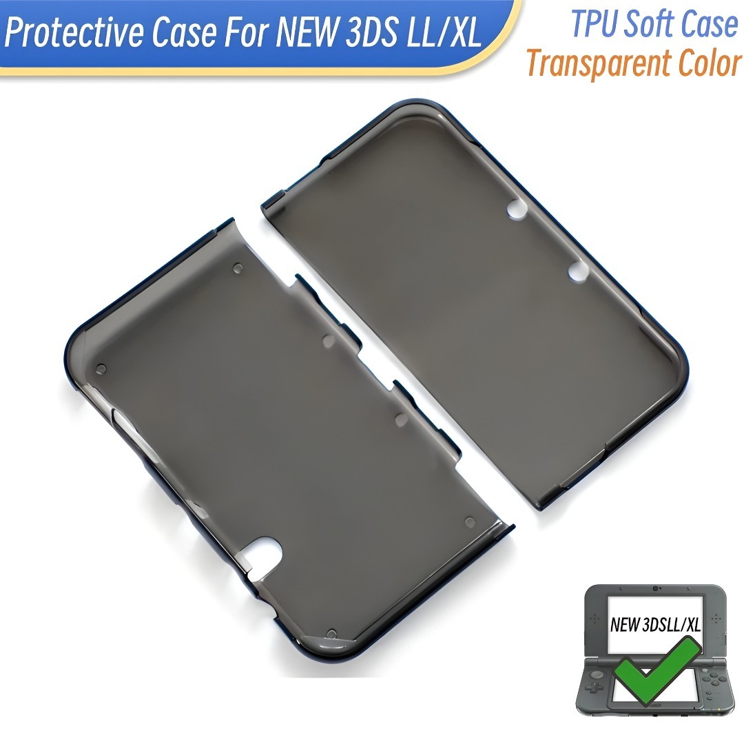 Transparent Protective Case for NEW 3DS XL / LL TPU Soft Cover Clear Black White