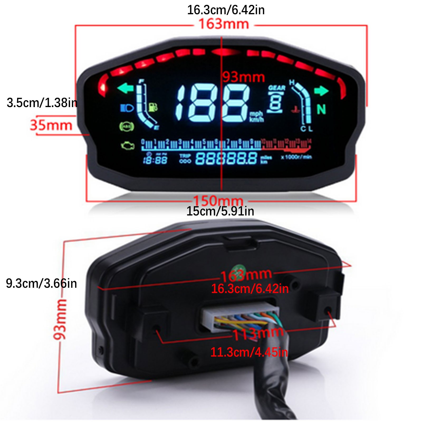 LCD Digital Motorcycle Speedometer Odometer Tachometer KM/H Gauge Universal