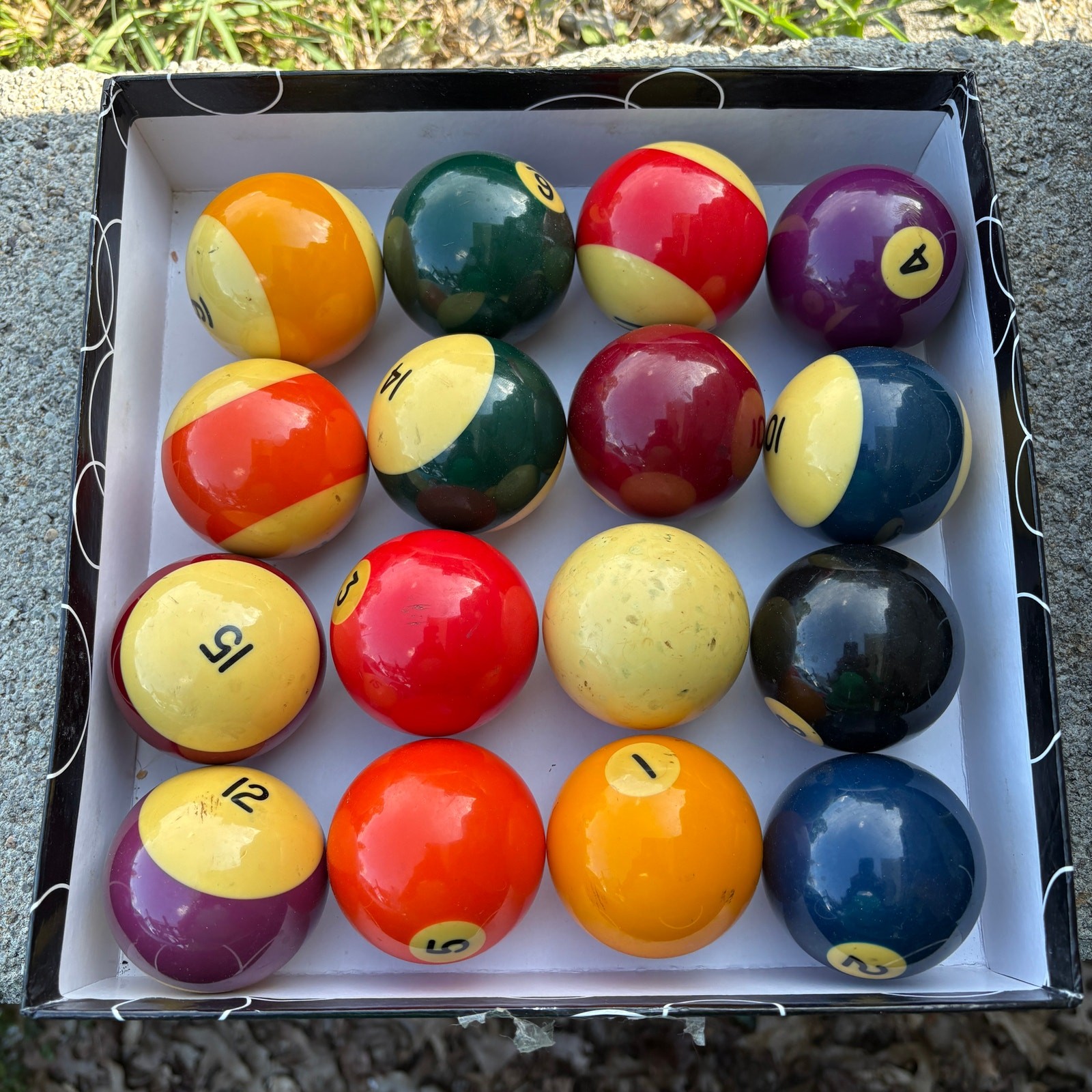 Vintage Complete 16 Piece Billiard Ball Set Standard 2¼" Pool Balls Unbranded